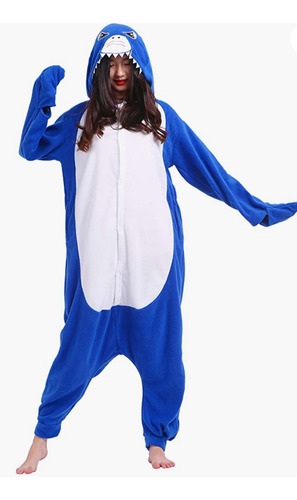 Pijama Tiburón Azul Adulto Disfraz Entero Polar Kawai