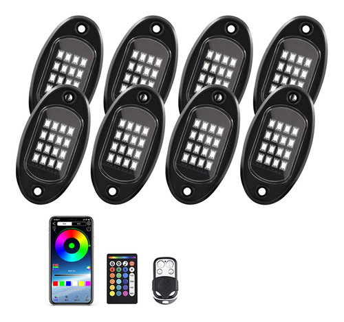 Luz Roca Led Rgb 8 Modulo Control Aplicacion Bluetooth Kits