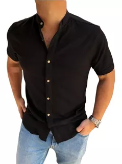 Camisas Cuello Mao De Lino Para Hombre, Camisa Cuello Neru