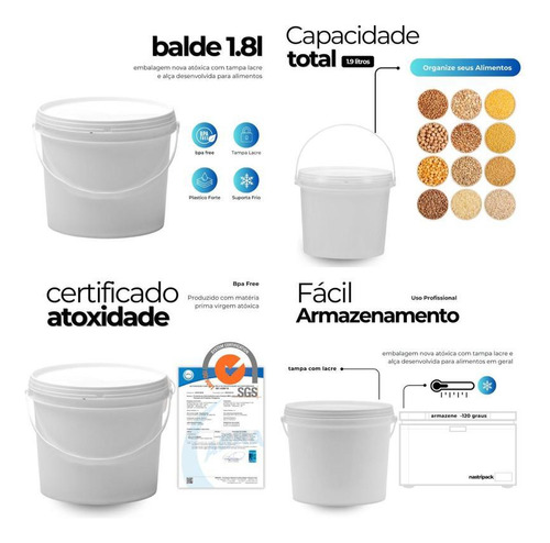 Balde Para Isca 1.8 Litros 12 Pçs