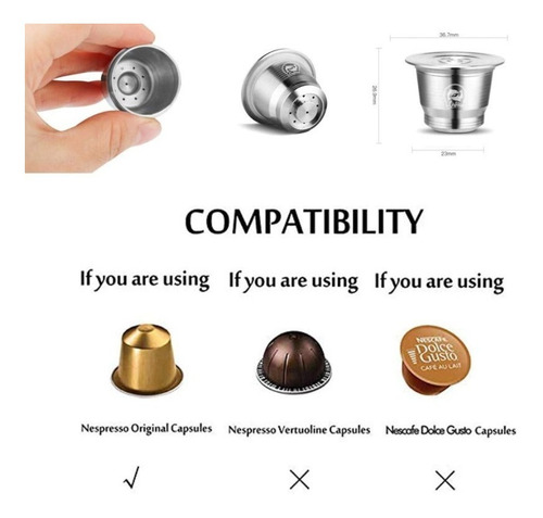 Imagen 3 de 10 de Cápsula Reutilizable Acero Para Nespresso Tapa Rosca Nuevo M