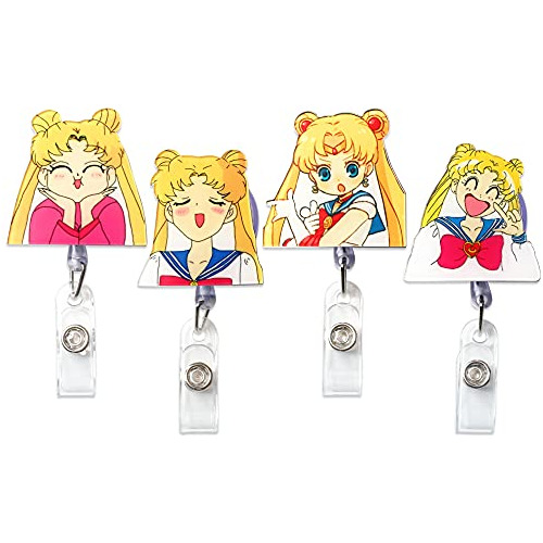 4 Piezas De Carrete Retráctil Insignias De Sailor Moon...