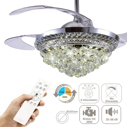 Ventilador De Techo 3 Tonos De Luz Led Y 6 Velocidades Jwj