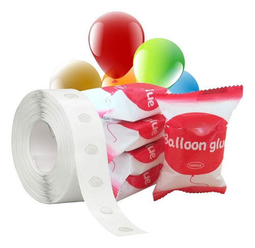 5 Pegamentos Para Globos Latex Metalicos Glue Rollo 100 Dots Color Transparente