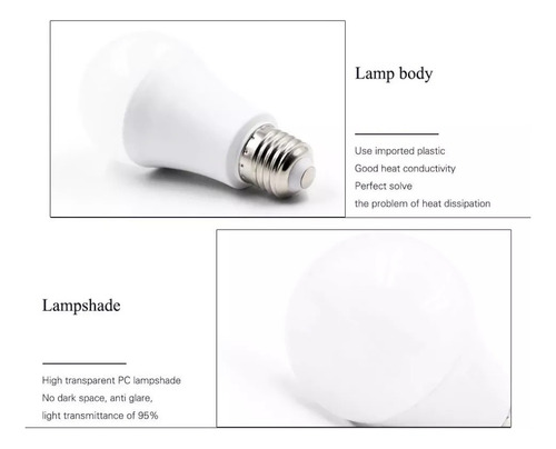 X10 Bombilla Ampolleta Led 12w E27 Ahorro Energía Luz Fria