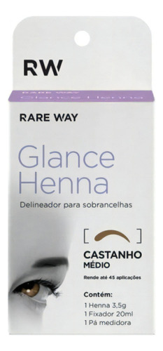 Kit Design Henna Glance 100% Natural Tesoura Mixer Pincel Da Cor Castanho Médio