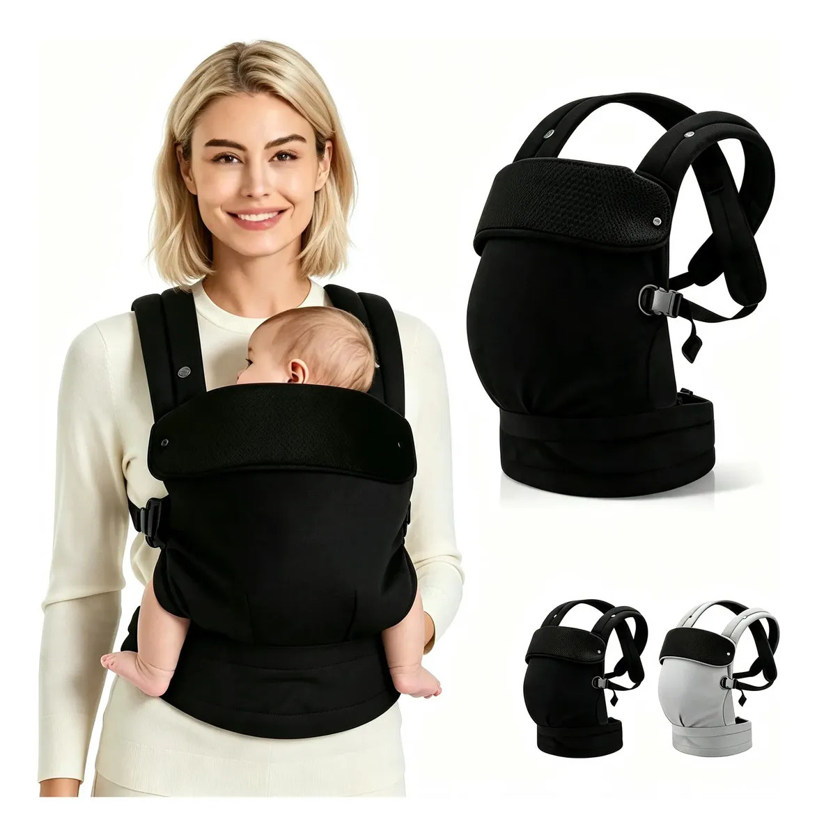 Mochila Cangurera Para Bebé Ergonómica, 4 Formas De Porteo. Negro