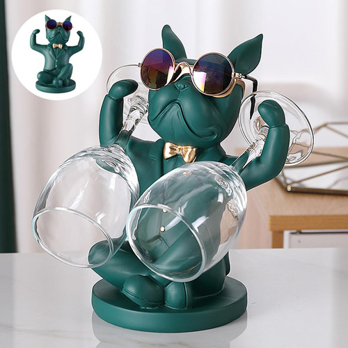 2x Escultura De Perro Creativa Estante De Vino Adornos De