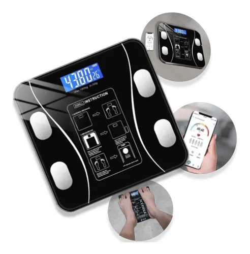 Balança Corporal Nutricionista Bioimpedância Bluetooth 180kg Cor Preto