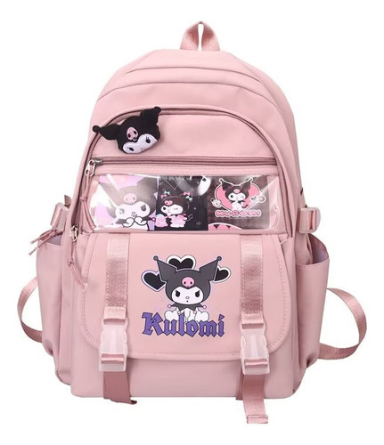 Mochila De Moda De Estilo Coreano Gráfico Personalizado Kuro Color Rosa Diseño De La Tela Rayado