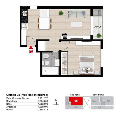 Imagen 2 de 8 de Departamento En Venta De 1 Dormitorio En Rosario