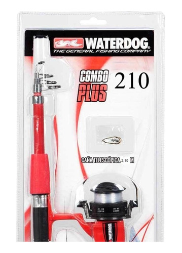 Equipo Pesca Kit Waterdog Combo Plus Caña Reel 2.10 Mts