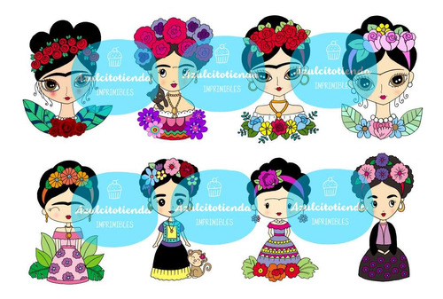 Láminas Imprimibles Ilustración Original Pequeña Frida Png