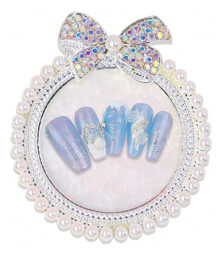 Paleta Con Diseño De Perlas Artificiales, Color De Manicura