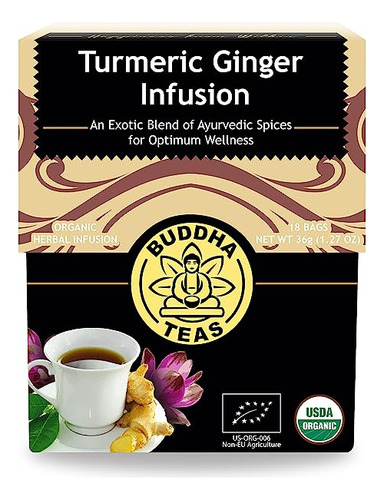 Buddha Teas Organic Turmeric Ginger Tea - Ou Kosher, Usda Or