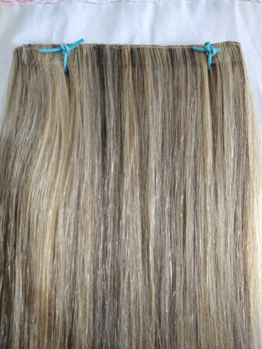 Imagem 3 de 3 de Cabelo Humano Loiro Fita Adesiva Inteira 50g 55cm Mega Hair