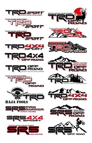 Stickers Trd / Sr5 Para Toyota Y Tacoma Calcas / Calcomanias