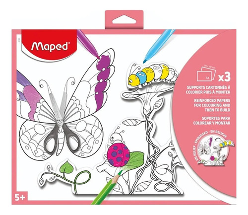 Kit Creativo Colorear Y Montar Maped Efecto 3d Mariposa