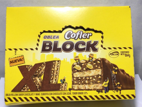 Obleas Cofler Block Xl 54gr X 16u Sobre Ruedas Juguetes 