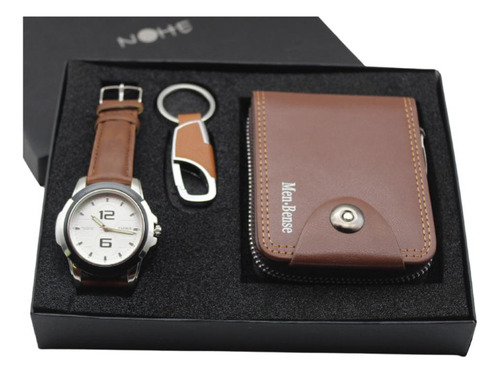 Reloj Hombre, Cartera, Llavero Estuche Set De Regalo