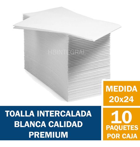 Imagen 1 de 5 de Toalla Intercalada Toallas Blanca + Q Elegante 20x24 X2500