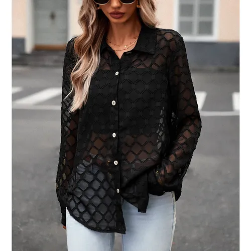 Camisa larga transparente sale