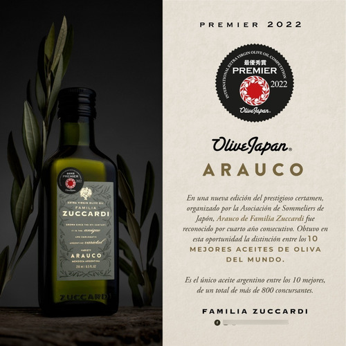 Imagen 2 de 4 de Aceite De Oliva Familia Zuccardi Arauco 500ml