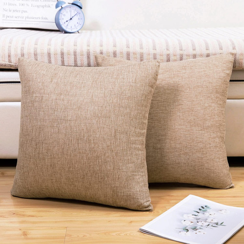Juego De 2 Fundas De Almohada De Lino Y Algodón
