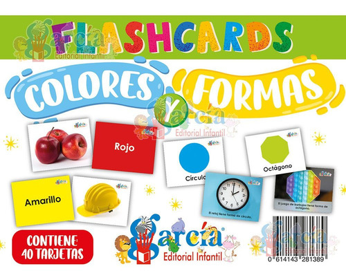 Tarjetas De Colores Y Formas Con 40 Piezas