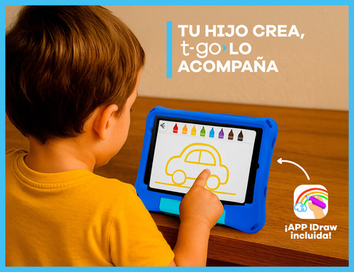 Tablet T-go Kids 8 Android 14 Con 2 Joysticks 4gb Ram 64gb Realidad Aumentada Funda Antigolpes Color Azul Control Parental App Educativas Wifi Infantil Segura Divertida