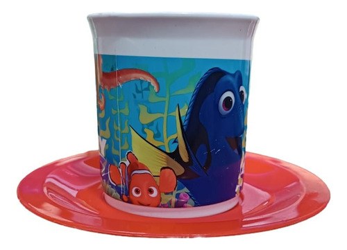 Taza Plastica Con Plato Buscando A Dory Nemo Disney Color Blanco