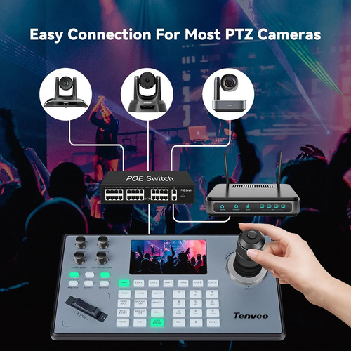 Controlador De Joystick Cámara Tenveo Ptz Ndi Poe Rs232 Tevo