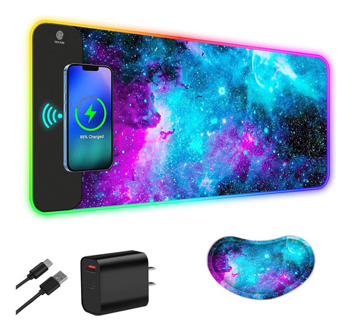 Mouse Pad Para Jogos Tolulu Wireless Charging Rgb, 15w Led M