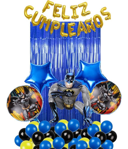 Kit Globos Decoracion Feliz Cumpleaños Fiesta Batman 3d