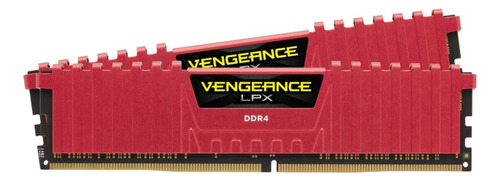 Memoria RAM Vengeance LPX gamer color rojo 16GB 2 Corsair CMK16GX4M2B3200C16