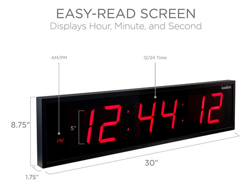 Reloj Led Digital Ivation Enorme, Grande Y Sobredimensionado