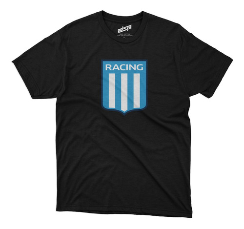 Remera Futbol Racing Club Escudo En El Pecho Negra