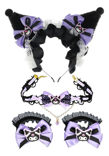 Diadema Orejas De Gato Kuromimi Set 4 Piezas Accesorios