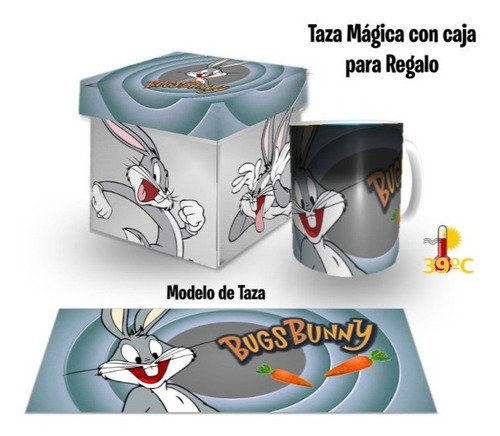 Taza Magica Con Caja Para Regalo, Mod. Bugs Bunny