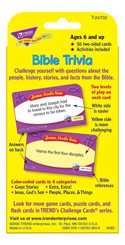 Flash Cards Trend Enterprises Bible Trivia 56 Tarjetas De 6
