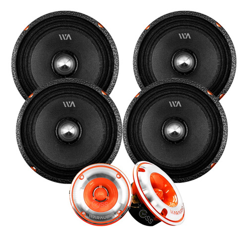 Paquete Waraudio 2 Par Medios Bh64bm + Par Tweeter Bhtw