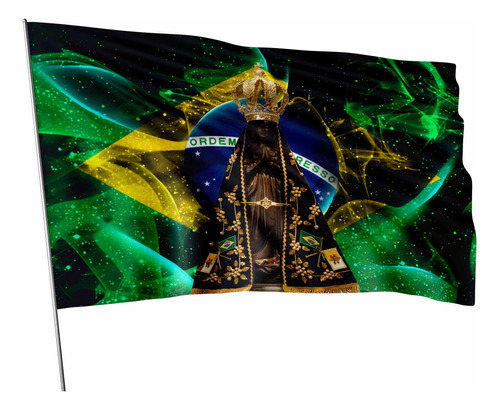Bandeira Nossa Senhora Aparecida Mod2 Fundo Brasil 100x145cm