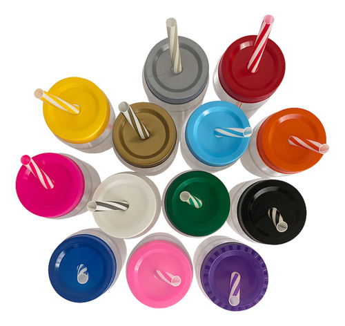100 Vasos De Fiesta Con Tapa Popote Cilindro 500 Ml Reusable Rojo