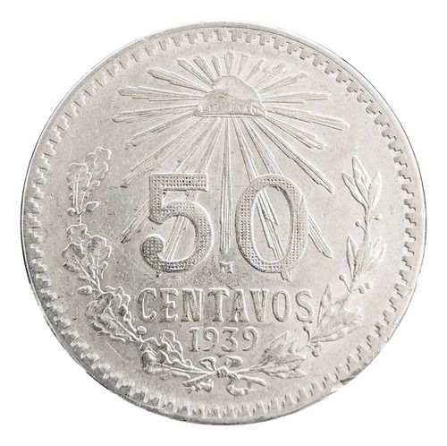 Moneda 50 Centavos 1939 Plata Ley 0.720 En Cápsula