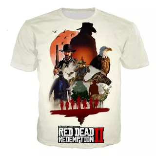 Camiseta De Manga Curta Estampada Em 3d Red Dead Redemption