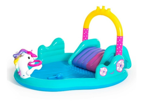 Alberca Inflable Infantil Unicornio C/resbaladilla Bestway