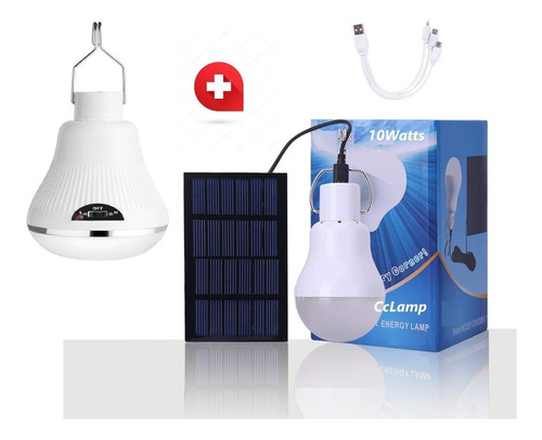 Foco Solar Camping + Panel + 2 Lamparas Base De Carga Usb