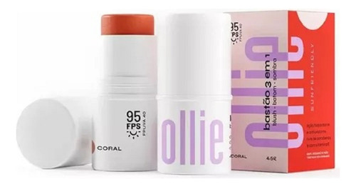 Ollie Bastão 3 Em 1 Coral Blush, Batom E Sombra Fps 95 Coral