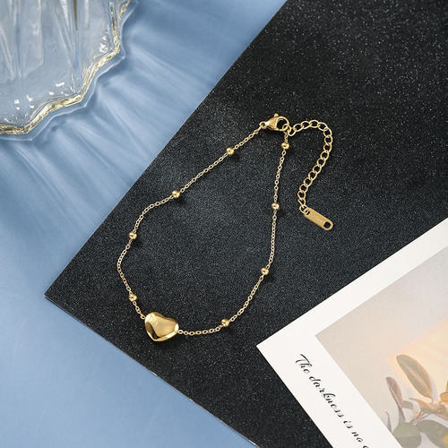 T Pulsera Corazón De Oro Pulseras Tobillera Fino De Mujer