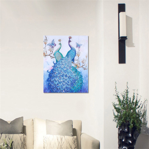 Kit De Pintura De Diamante Doble Con Forma De Pavo Real, 5d,